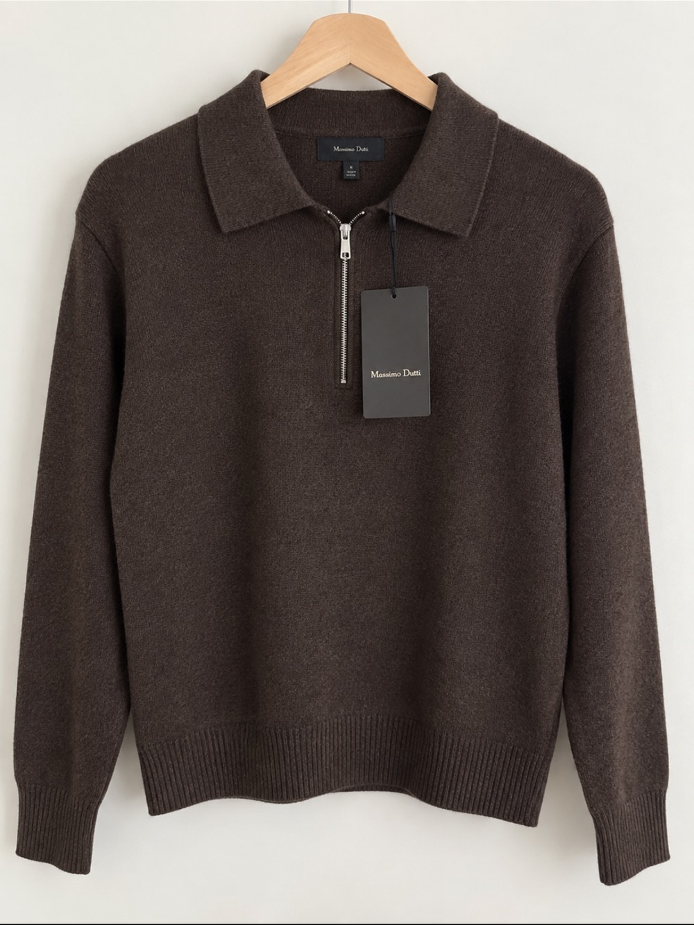 Massimo Dutti NWT WOOL BLEND QUARTER-ZIP KNIT SWEATER BROWN 0964/206 - Picture 11 of 11